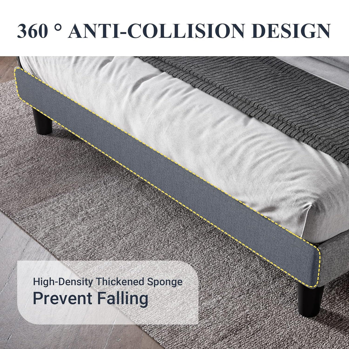 Upholstered Platform Bed with Tufted Wingback Headboard