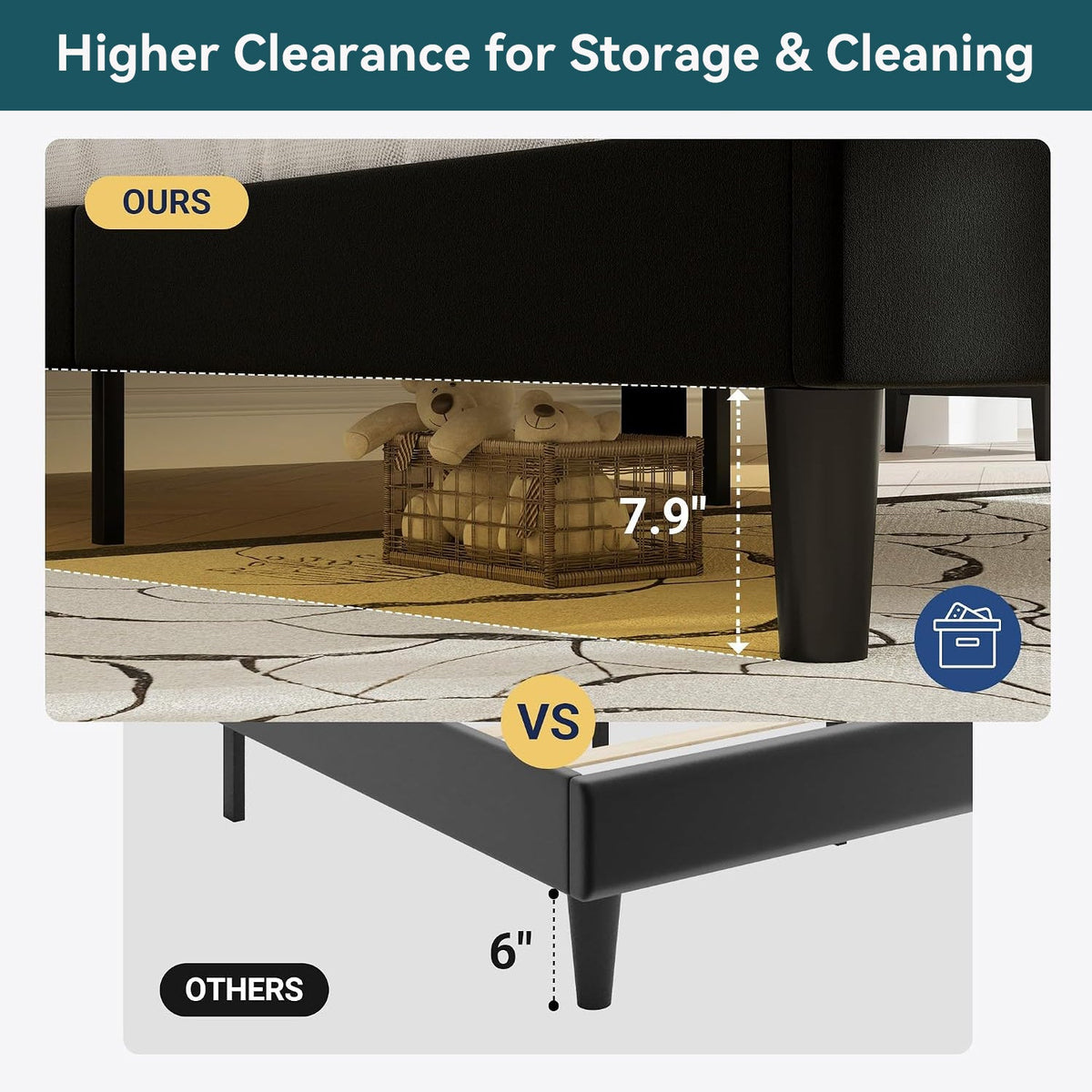Velvet Upholstered Platform Bed with Adjustable Headboard