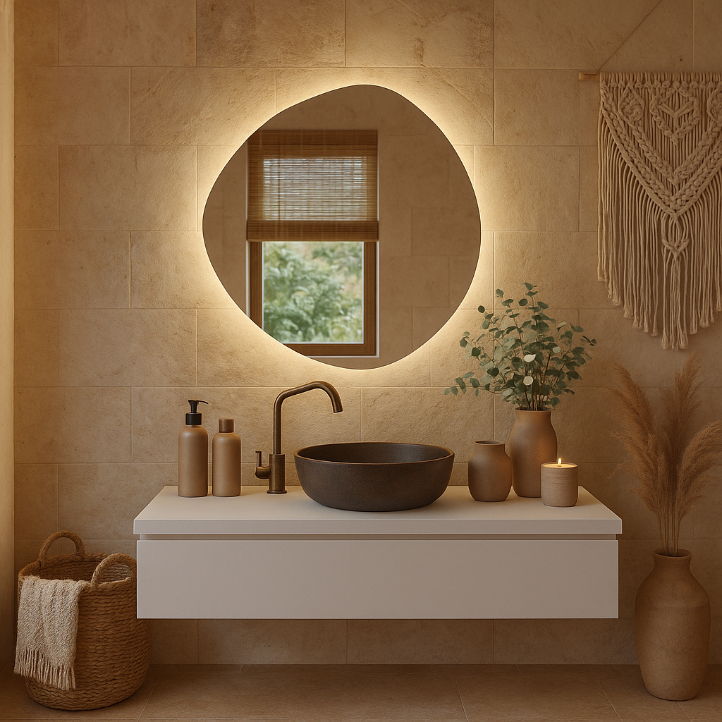Round LED Bathroom Mirror with Touch Control