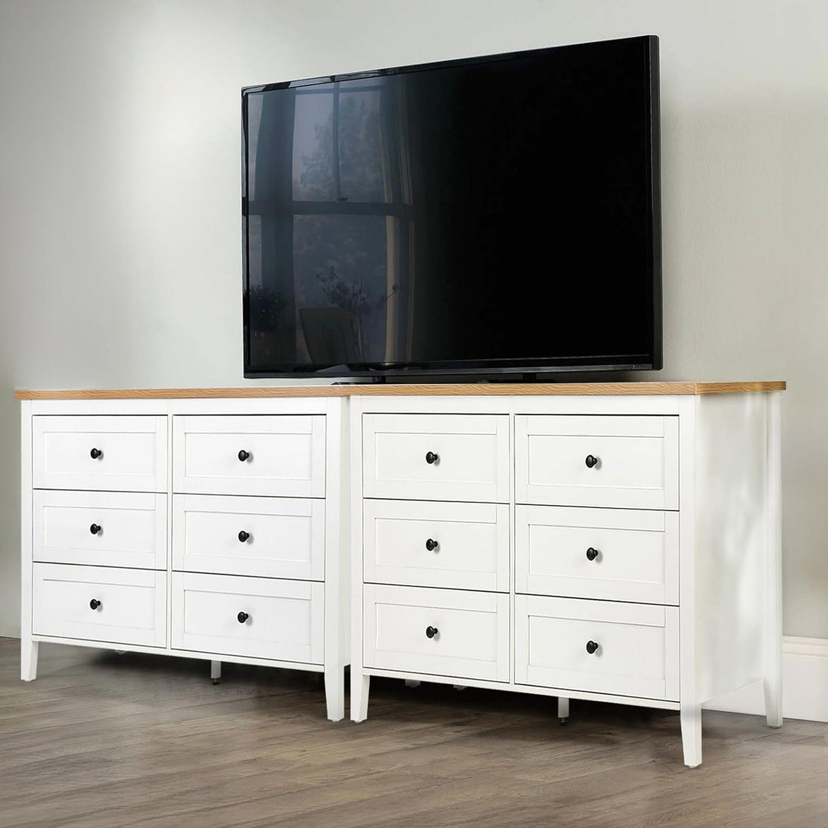 Traditional White 6 Drawer Dresser