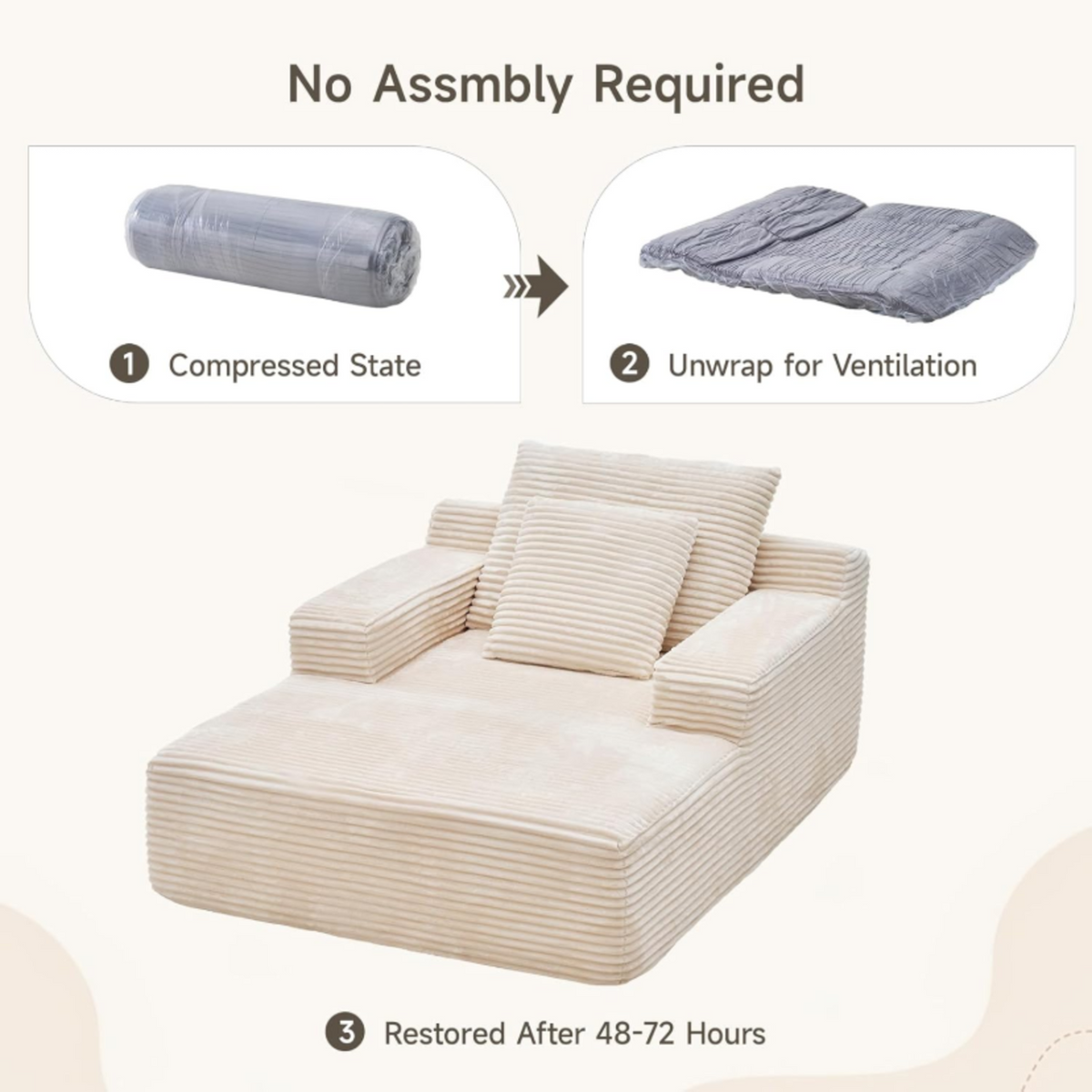 Oversized Corduroy Chaise Lounge Sleeper Chair