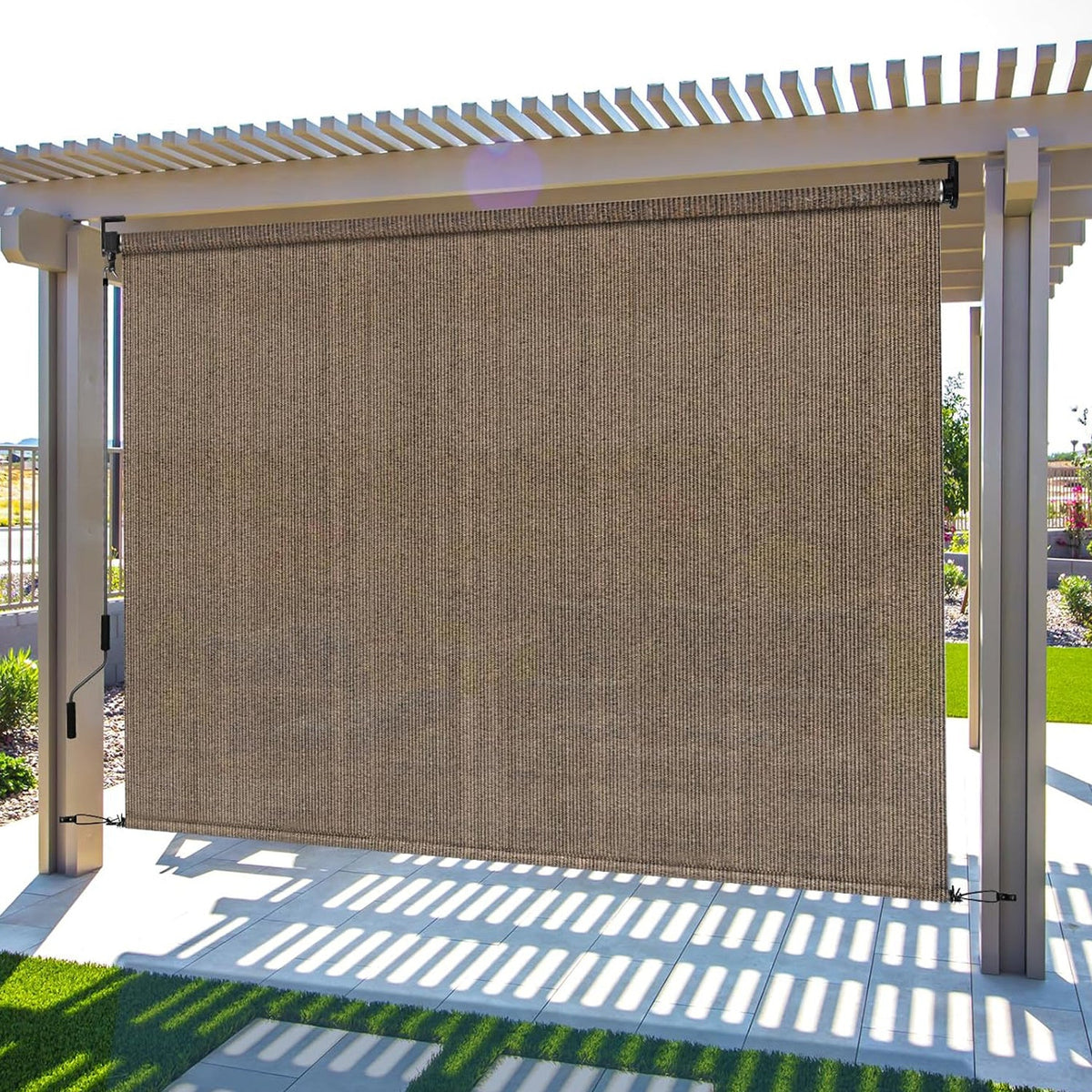 Outdoor Cordless Roll-Up Roller Shade with Crank