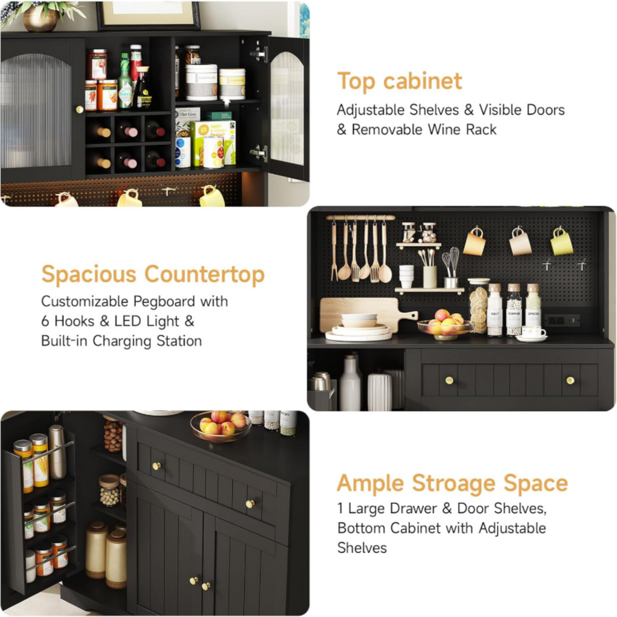 71 Inch Kitchen Pantry Cabinet with Microwave Stand
