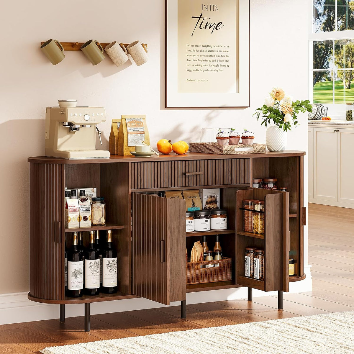 63 Inch Sideboard Buffet Cabinet with Sliding Door