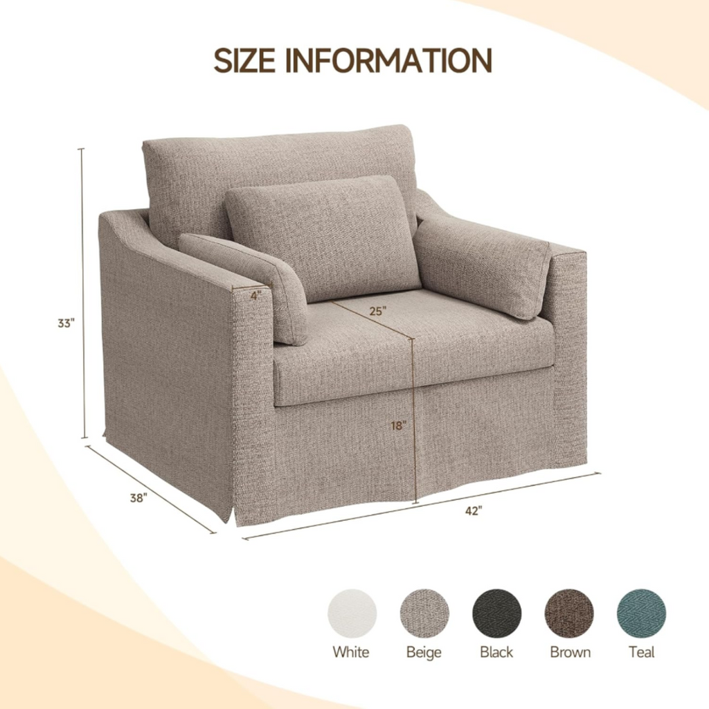 33 Inch Wide Coastal Armchair with Washable Slipcover