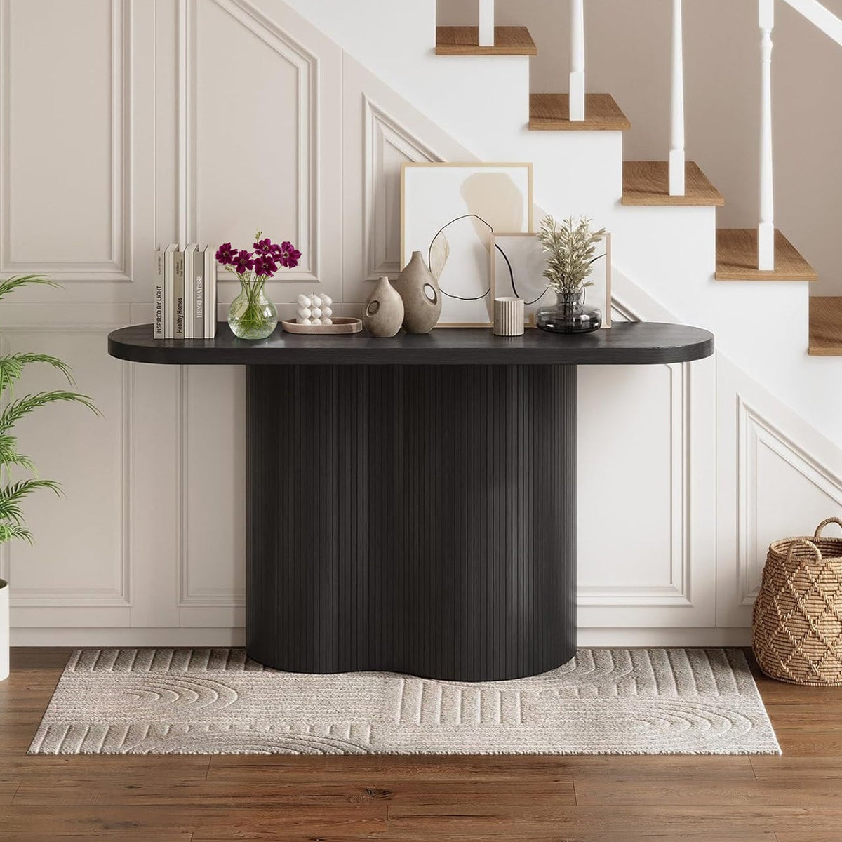 57 Inch Tambour Entryway Console Table