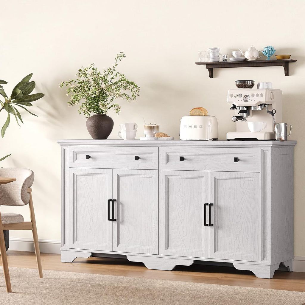 63 Inch Kitchen Sideboard Buffet with Drawers and Doors