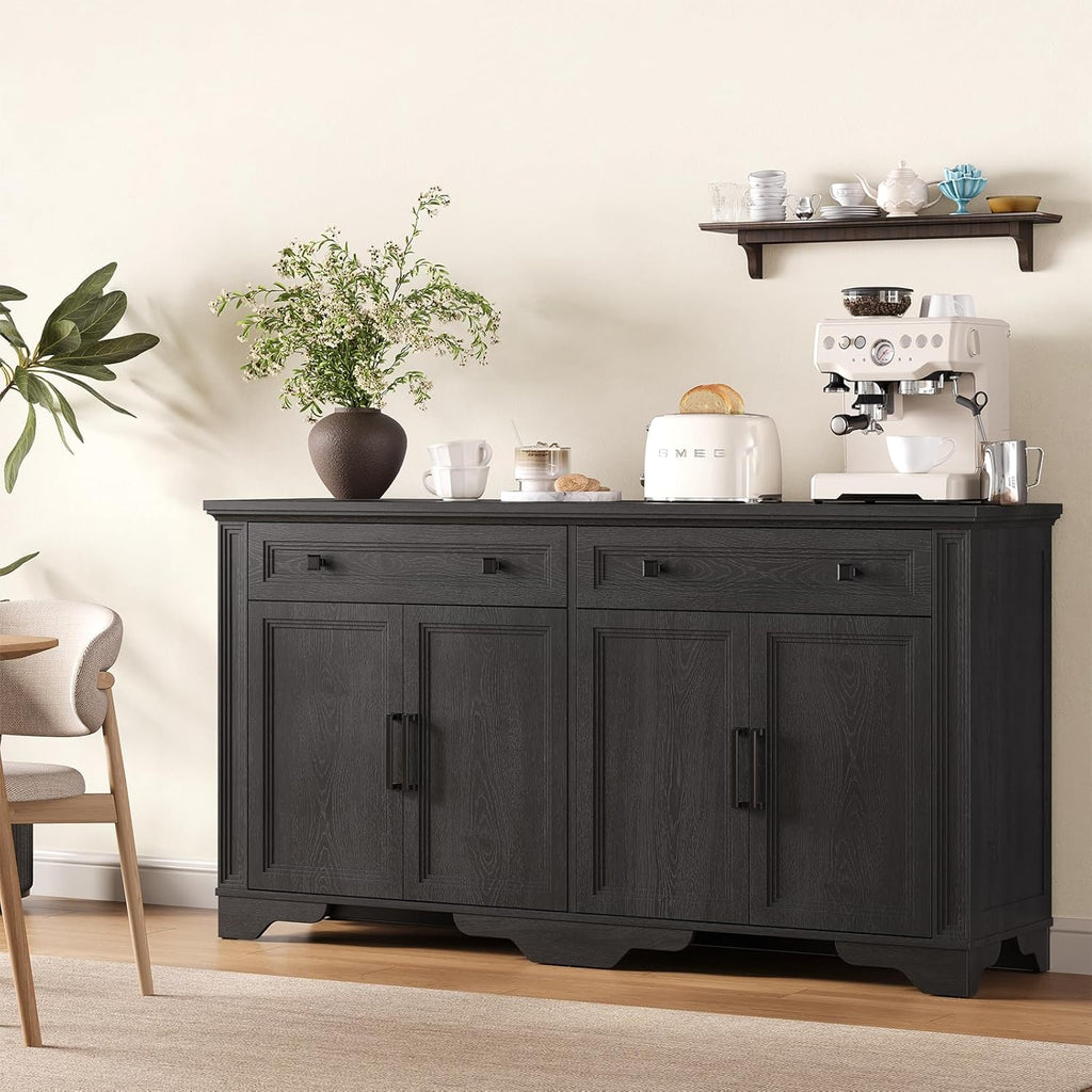 63 Inch Kitchen Sideboard Buffet with Drawers and Doors