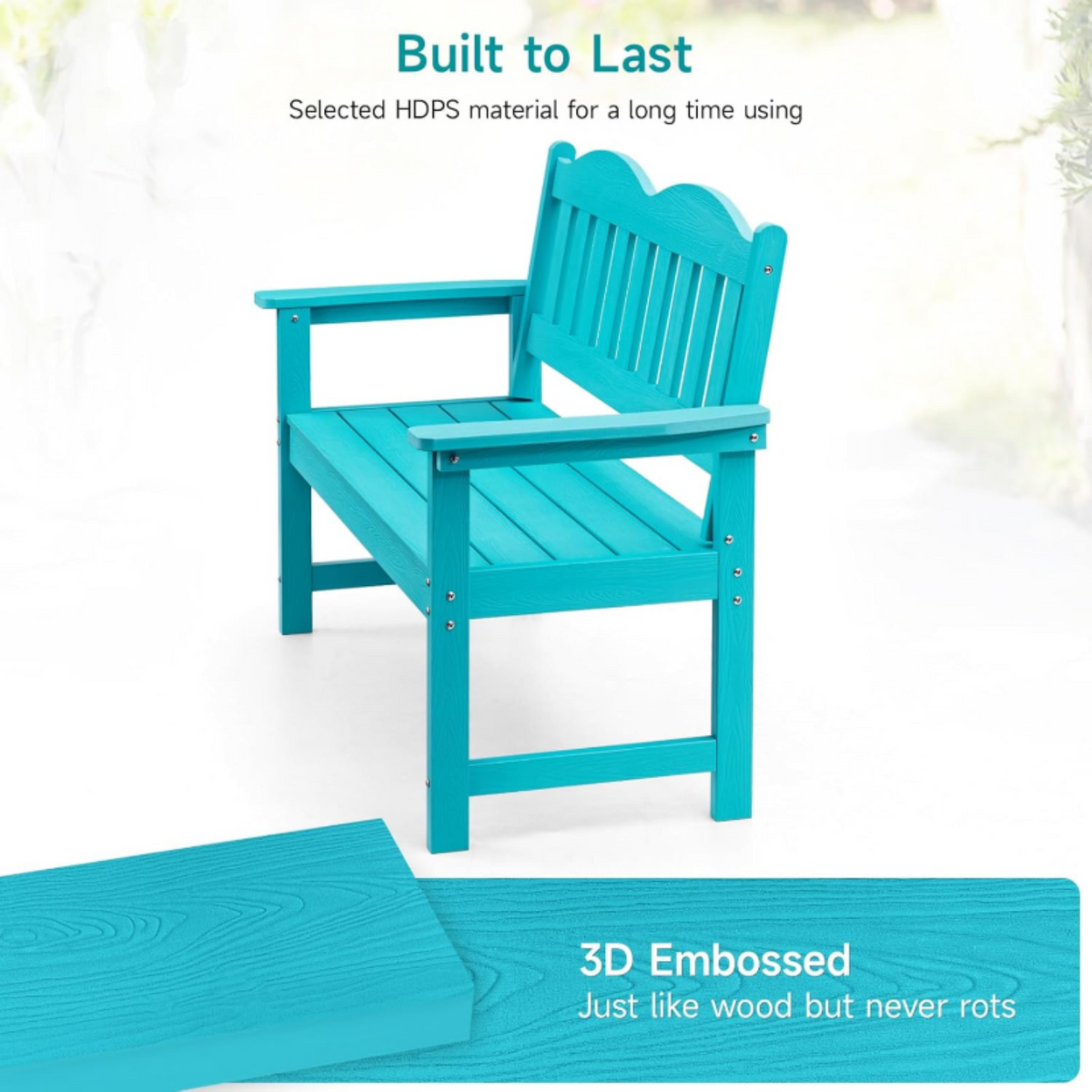 2-Person HDPS Outdoor Garden Bench, 800 lb