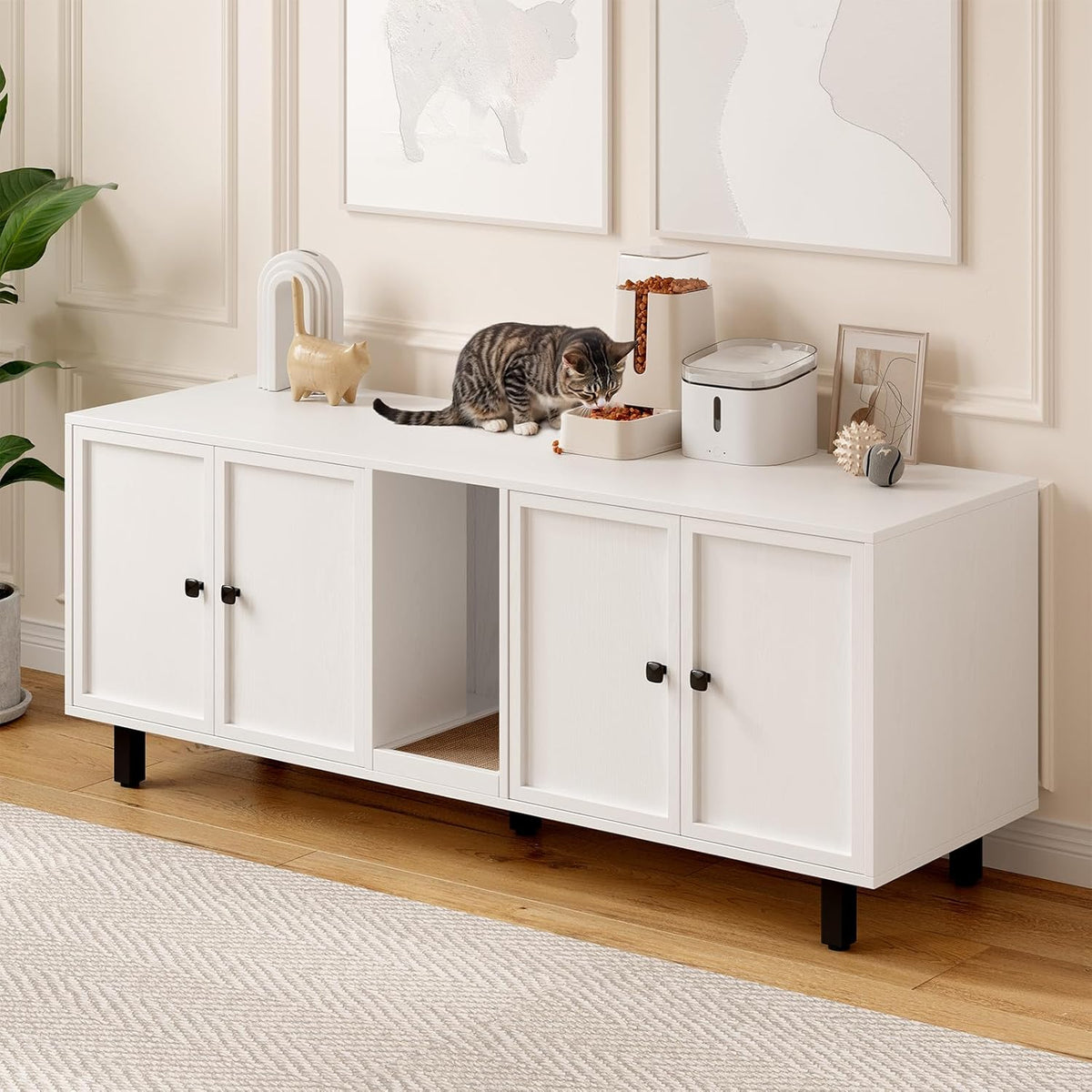 63 Inch Hidden Cat Litter Box Enclosure and TV Stand