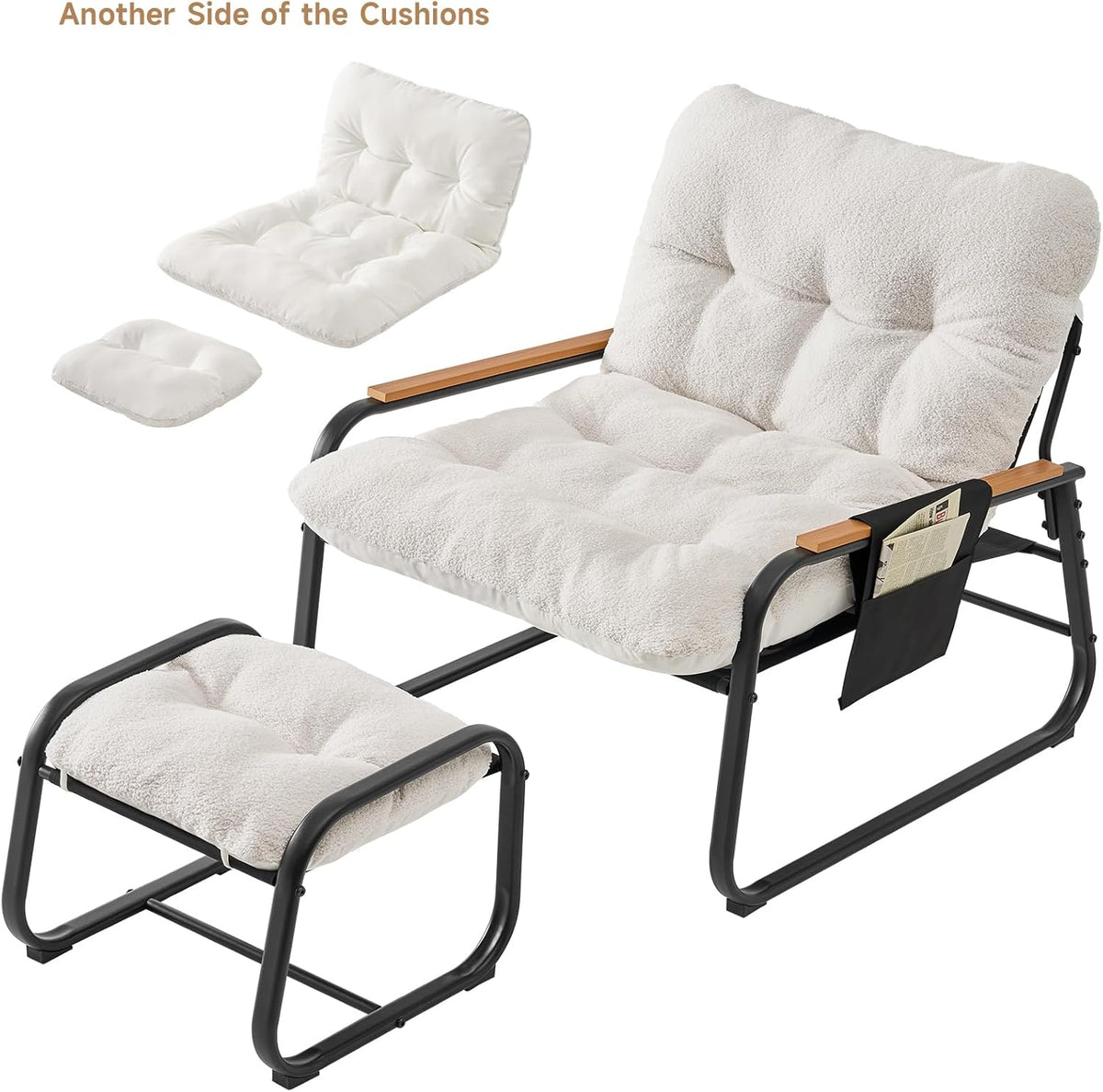 Oversized Accent Chair with Ottoman and Side Pocket