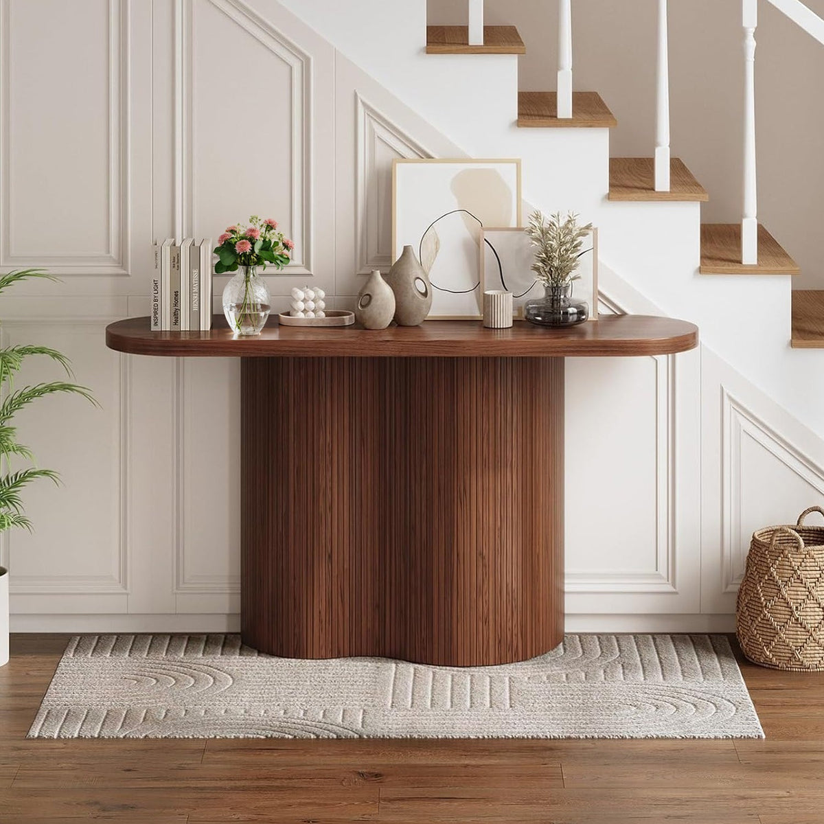 57 Inch Tambour Entryway Console Table