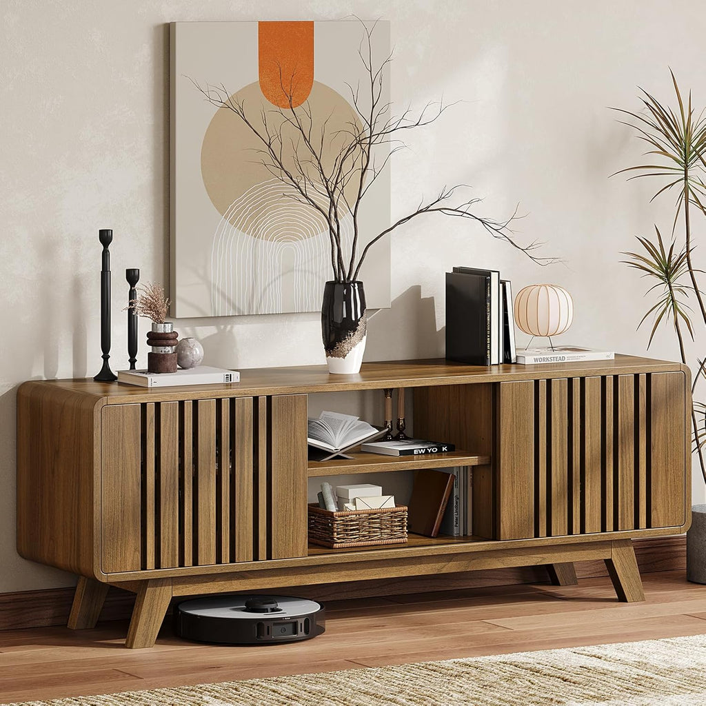 63 or 70 Inch TV Stand with Sliding Grille Doors
