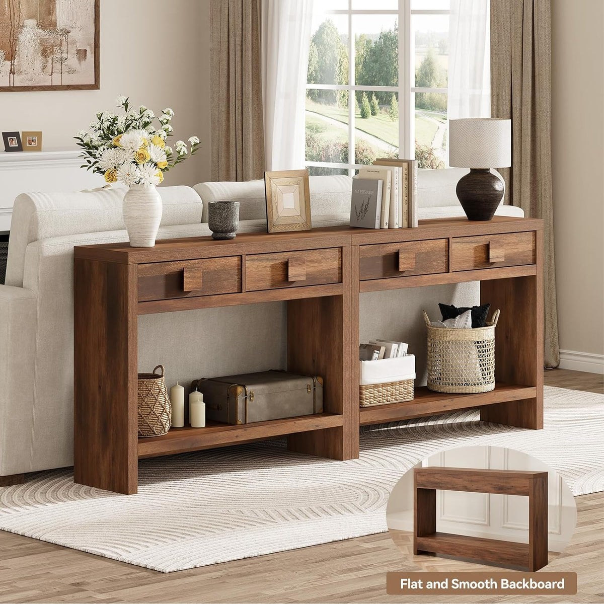 40 Inch Narrow Console Table with Drawers