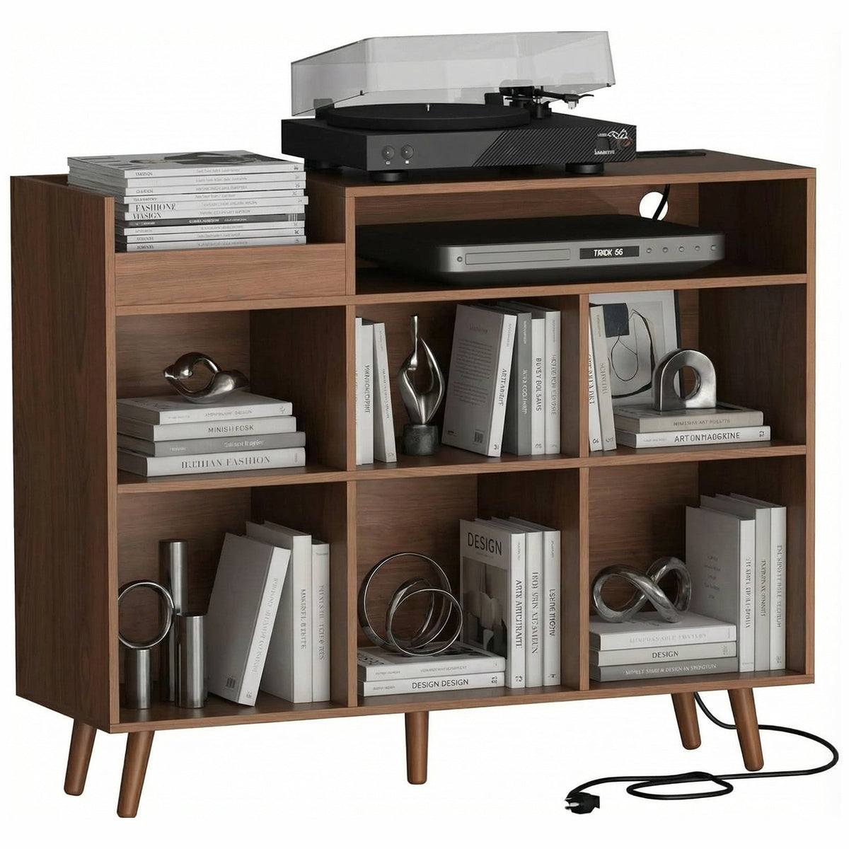 Large Record Player Stand with 500 Album Storage