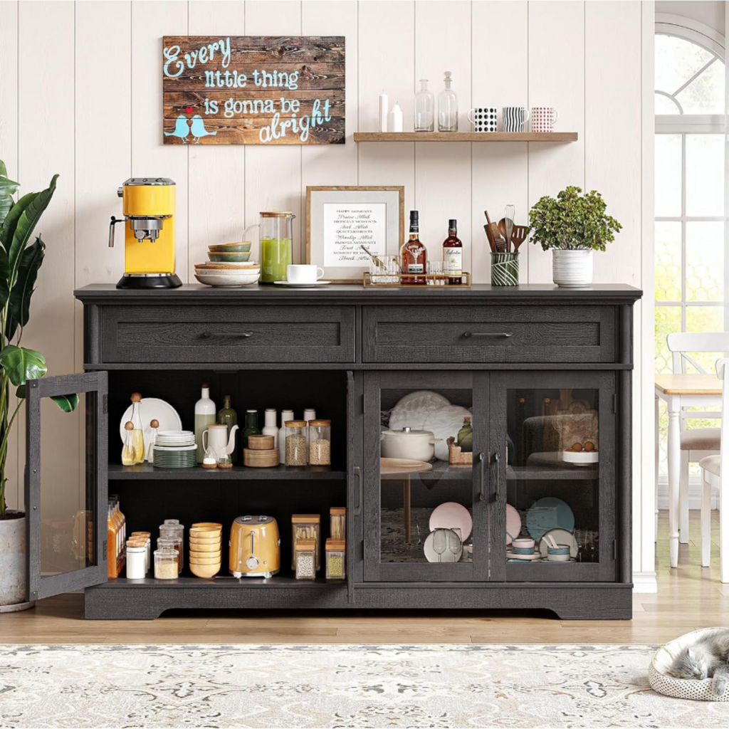 60 Inch Sideboard Buffet with 4 Doors and 2 Drawers
