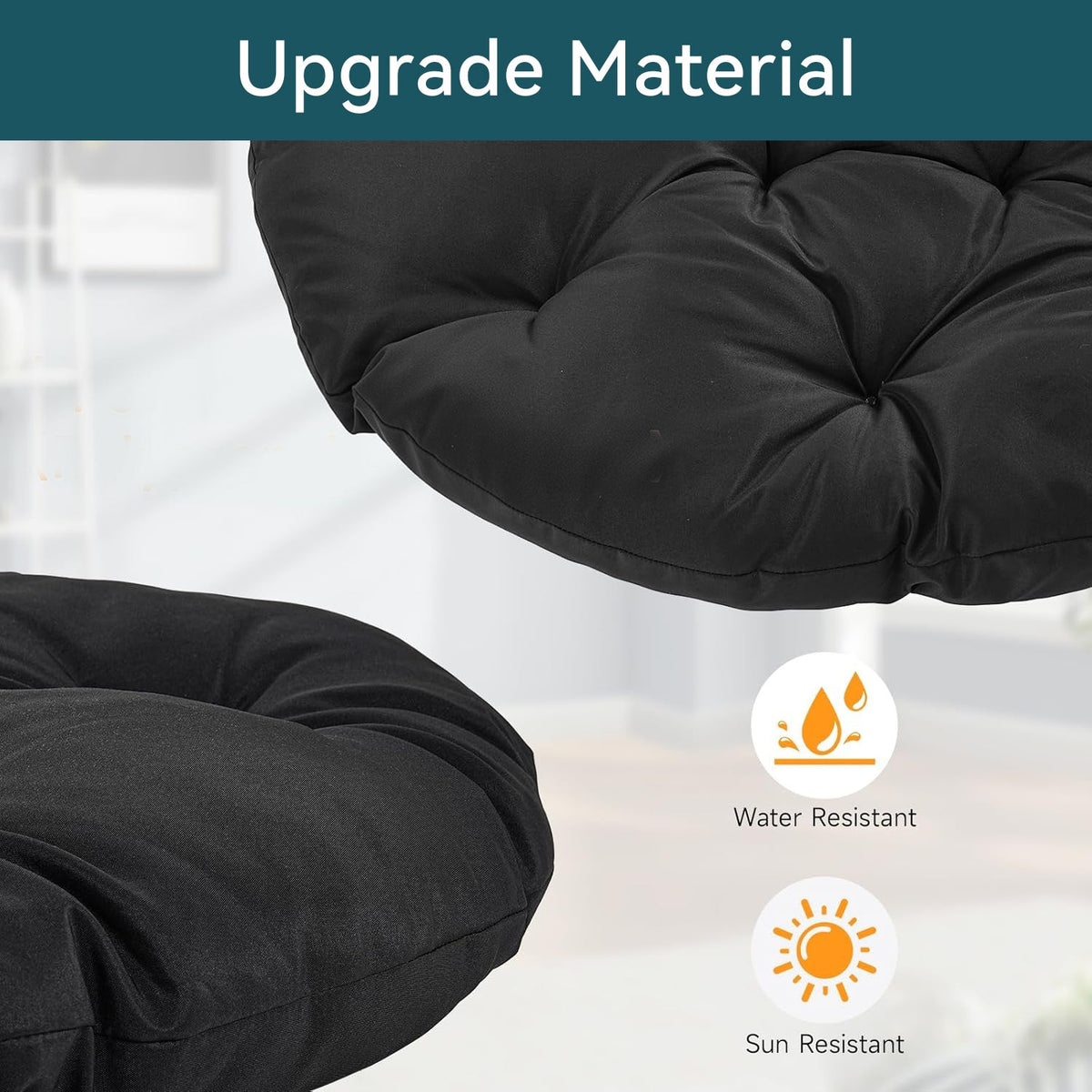 Oversized Papasan Chair with Cushion, 360° Swivel