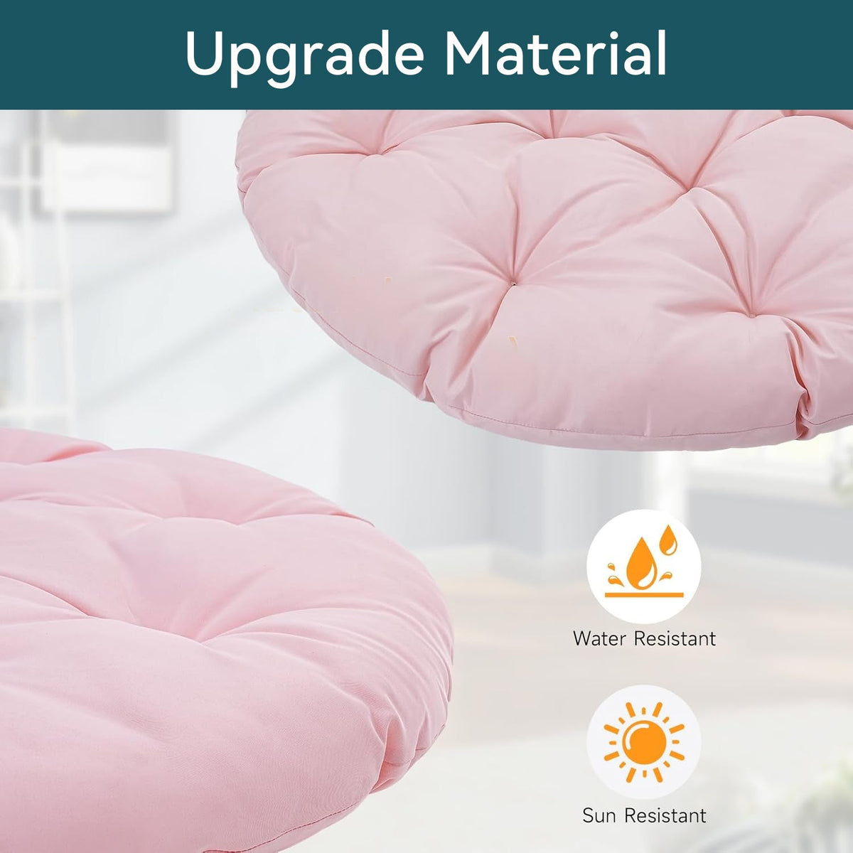 Oversized Papasan Chair with Cushion, 360° Swivel
