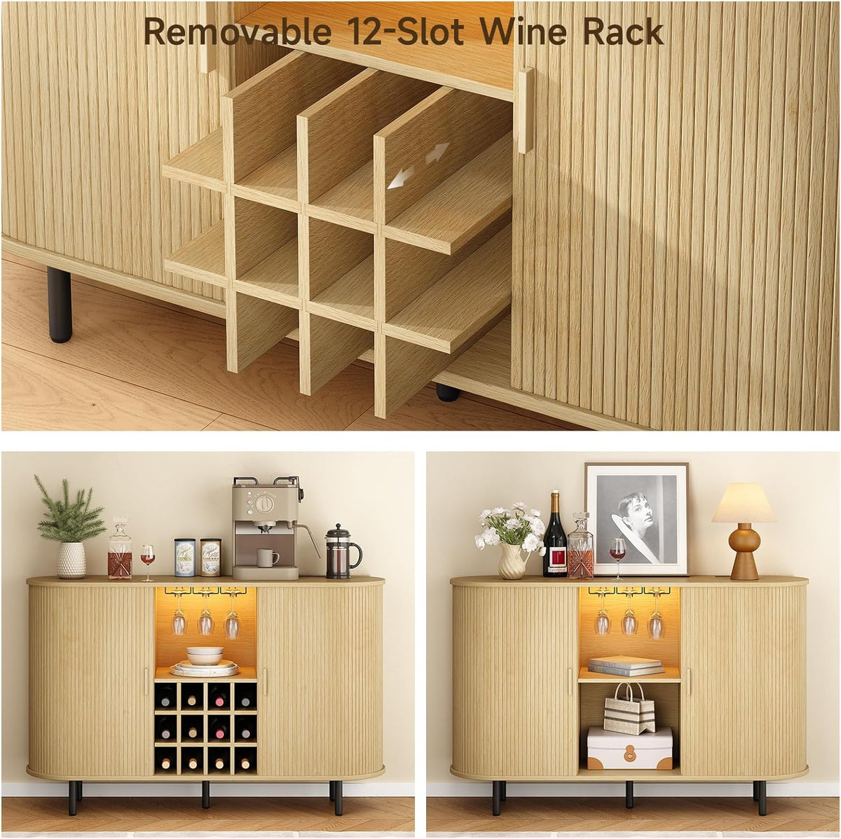 55 Inch LED Wine Bar Cabinet and Coffee Station