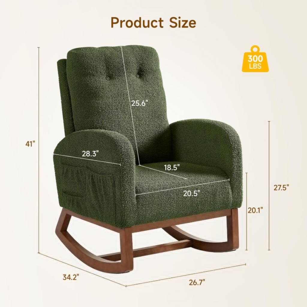High Back Rocking Chair for Nursery, Living Room