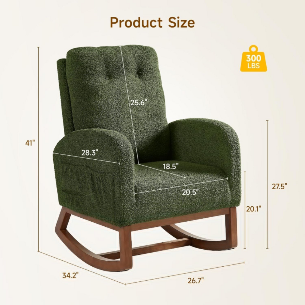 High Back Rocking Chair for Nursery, Living Room