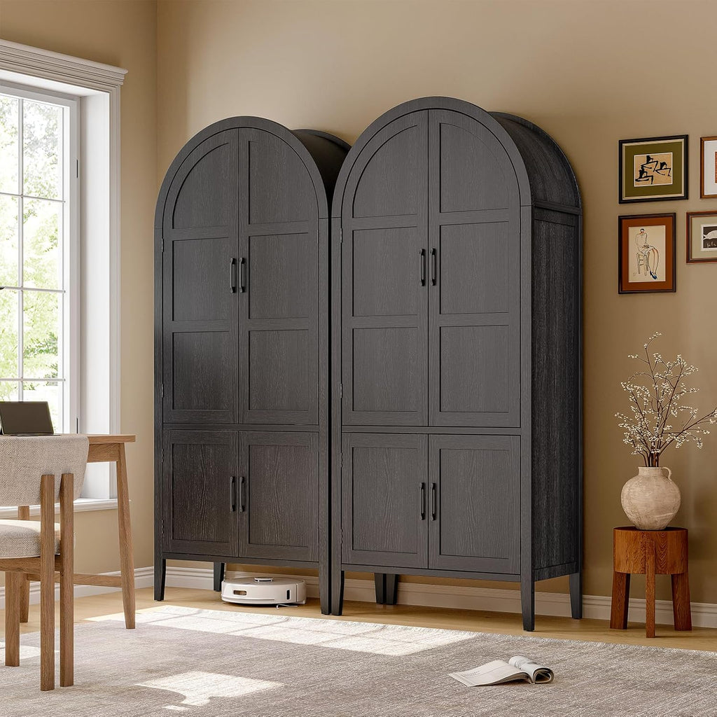 71 Inch Arched Kitchen Pantry Cabinet with Doors