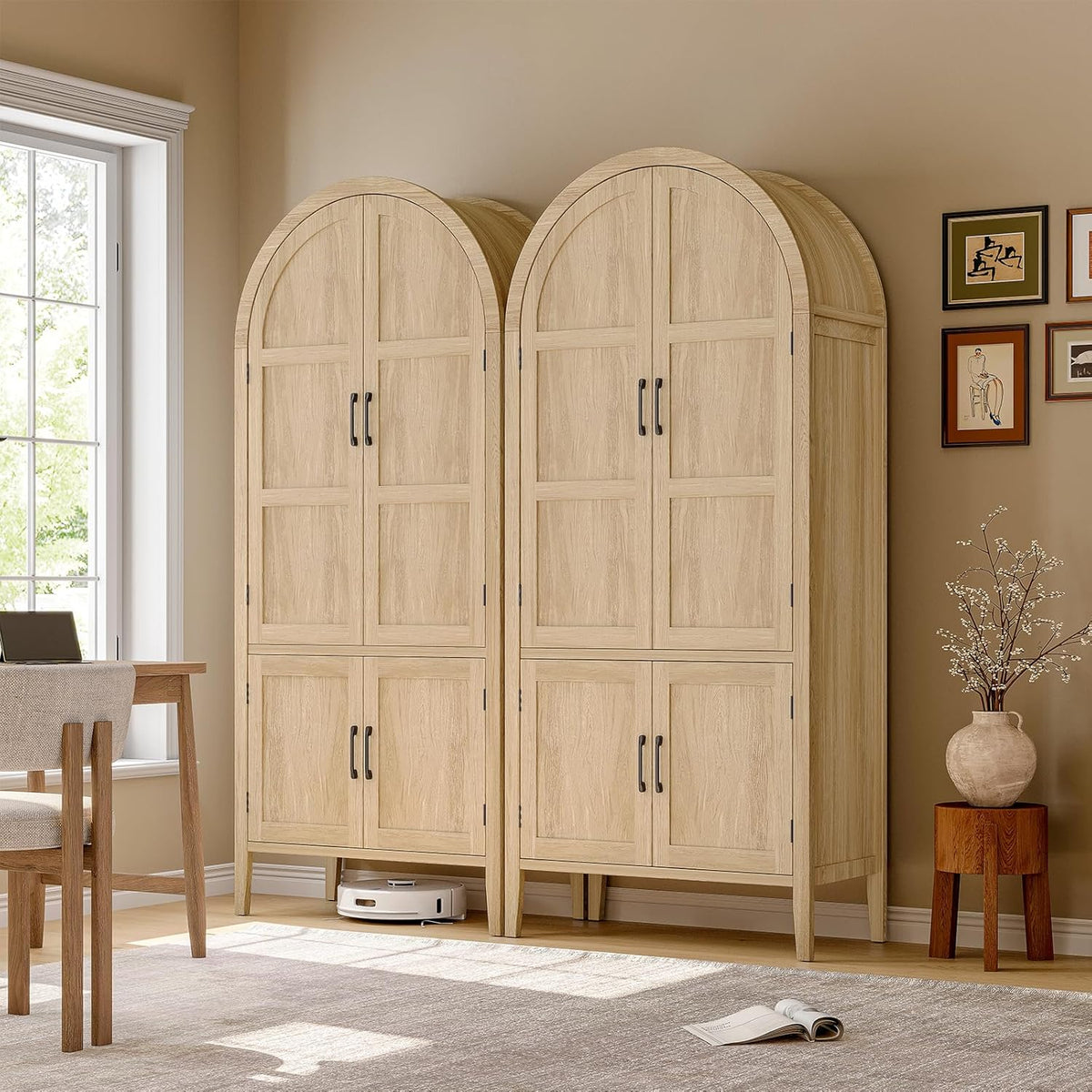 71 Inch Arched Kitchen Pantry Cabinet with Doors
