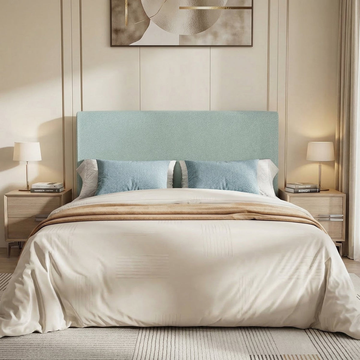Boucle Platform Bed Frame with Adjustable Headboard