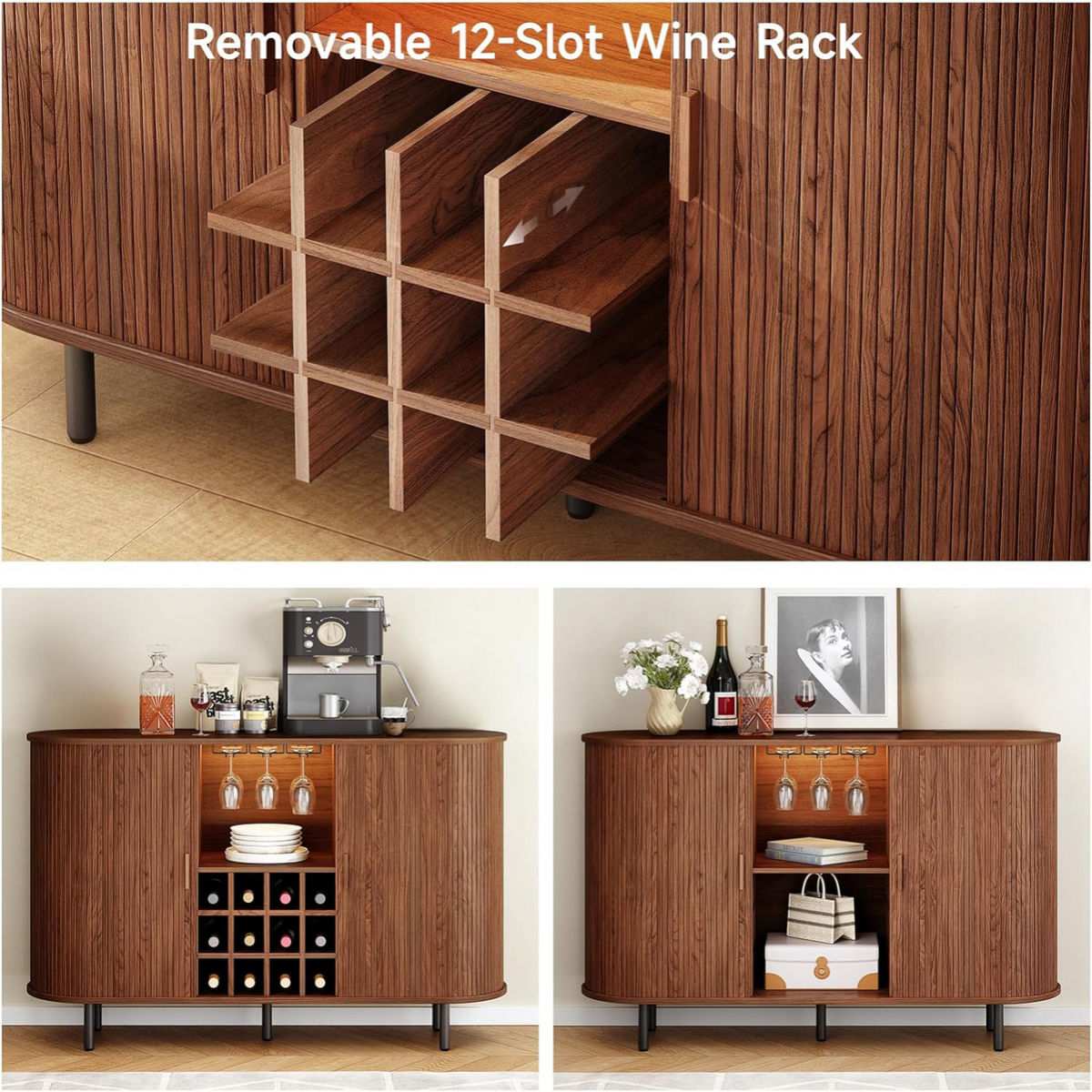 55 Inch LED Wine Bar Cabinet and Coffee Station