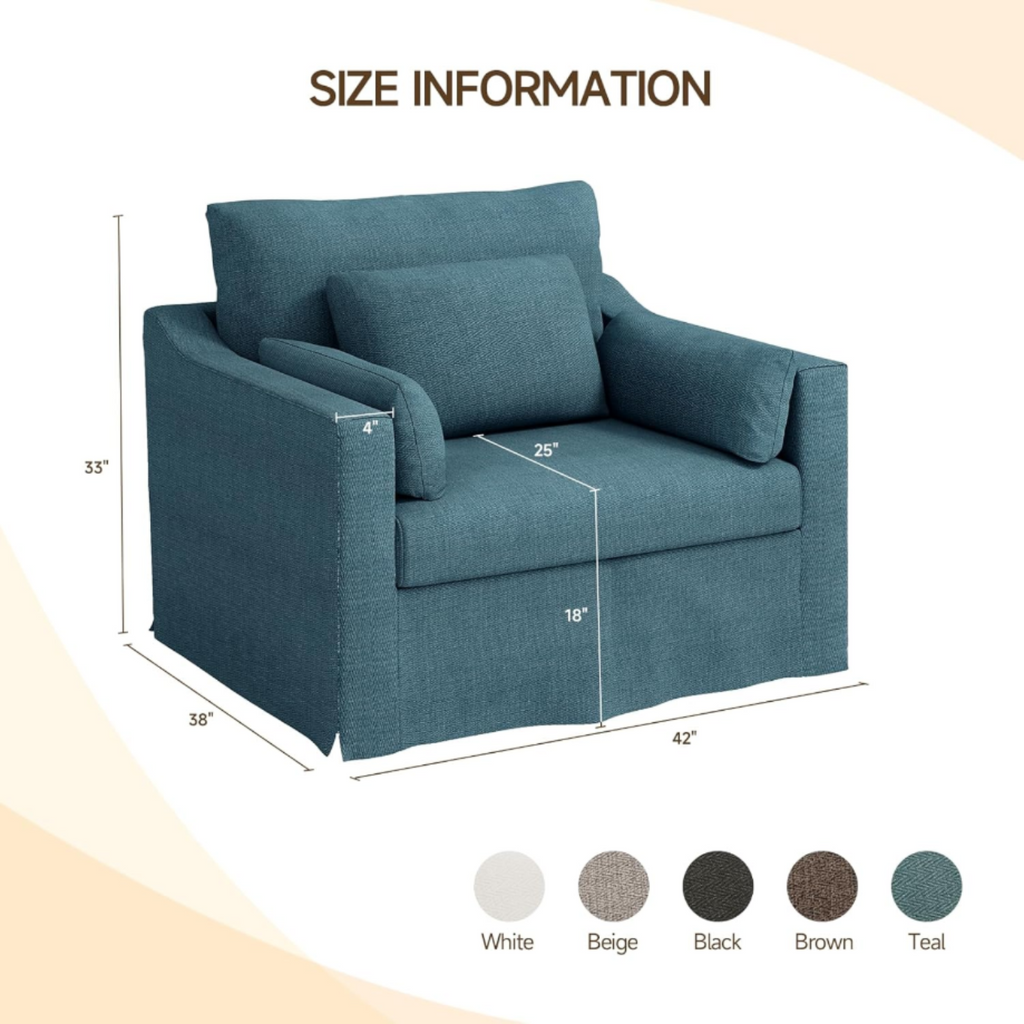 33 Inch Wide Coastal Armchair with Washable Slipcover