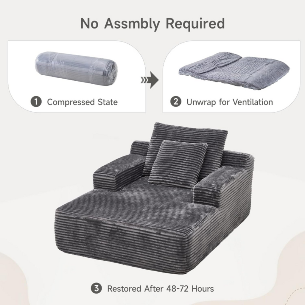 Oversized Corduroy Chaise Lounge Sleeper Chair