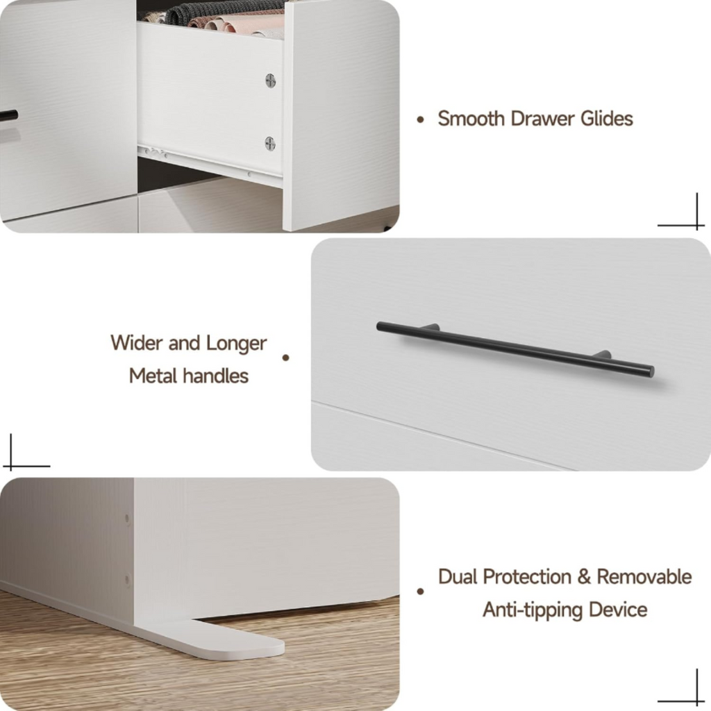 55 Inch 7 Drawer Dresser with Metal Handles