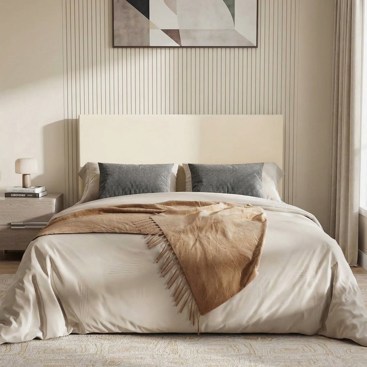 Velvet Platform Bed Frame with Adjustable Headboard