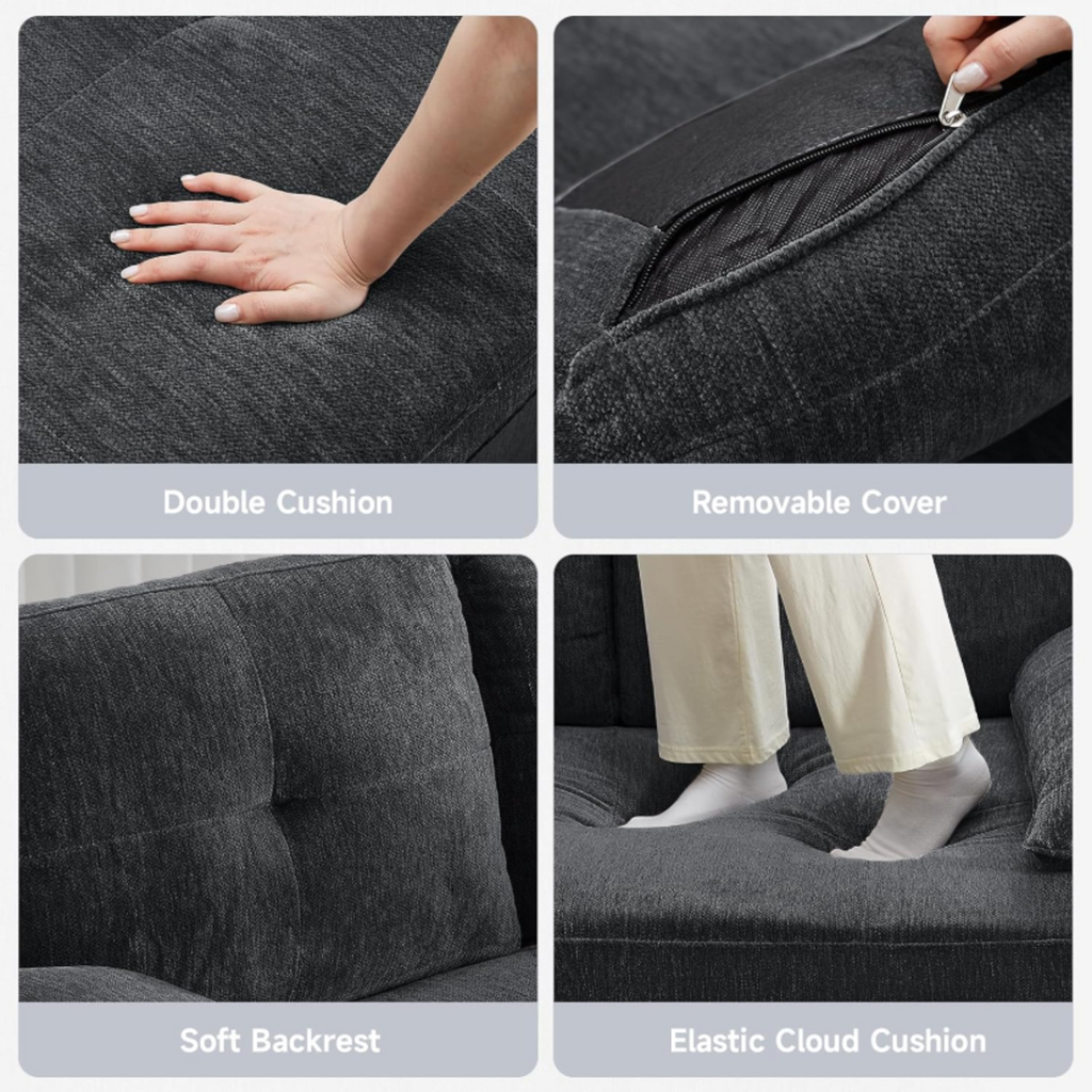 3-in-1 Convertible Chenille Sofa Bed with USB