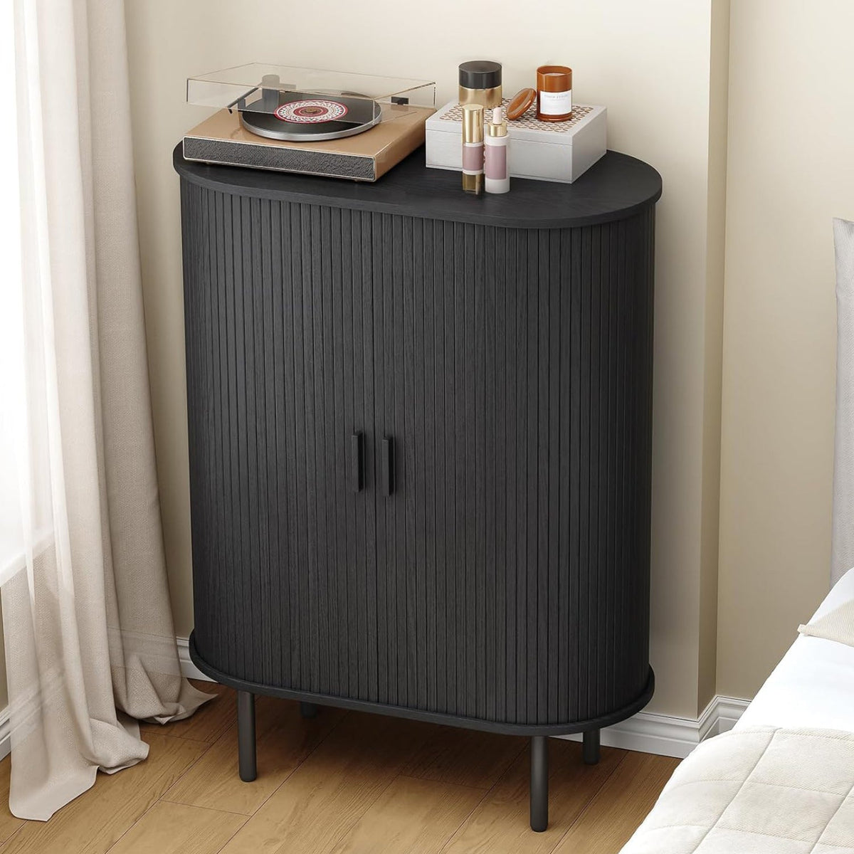44" Modern High Sideboard Cabinet with Sliding Door