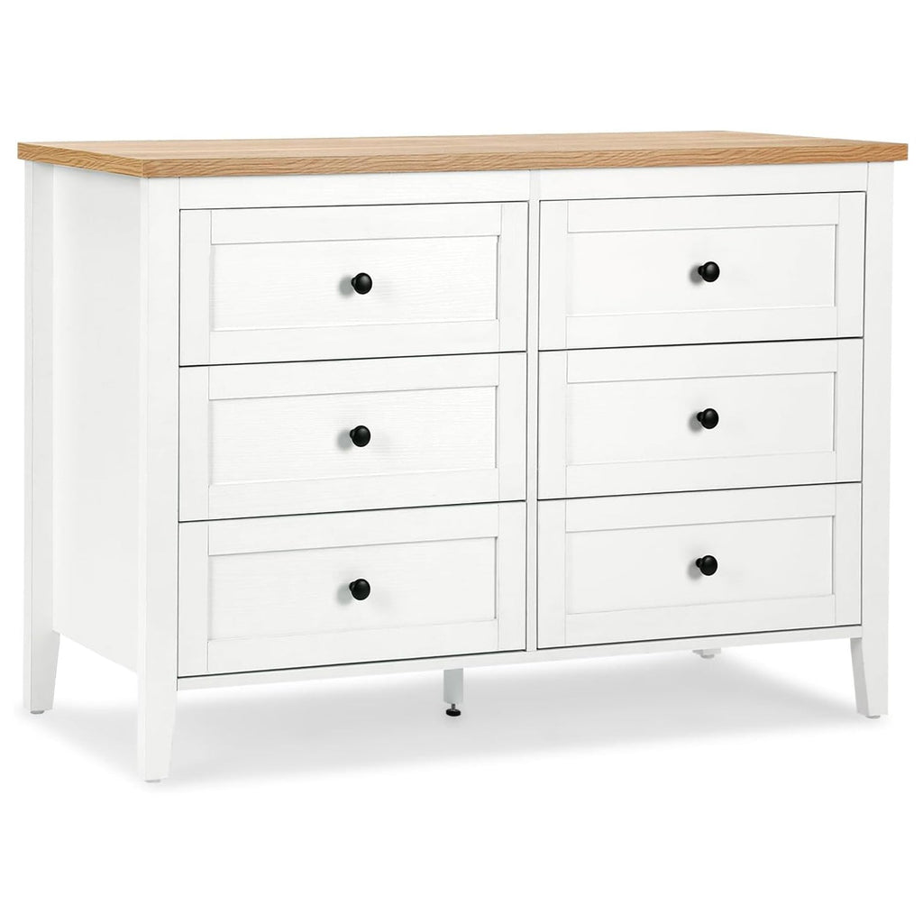 Traditional White 6 Drawer Dresser