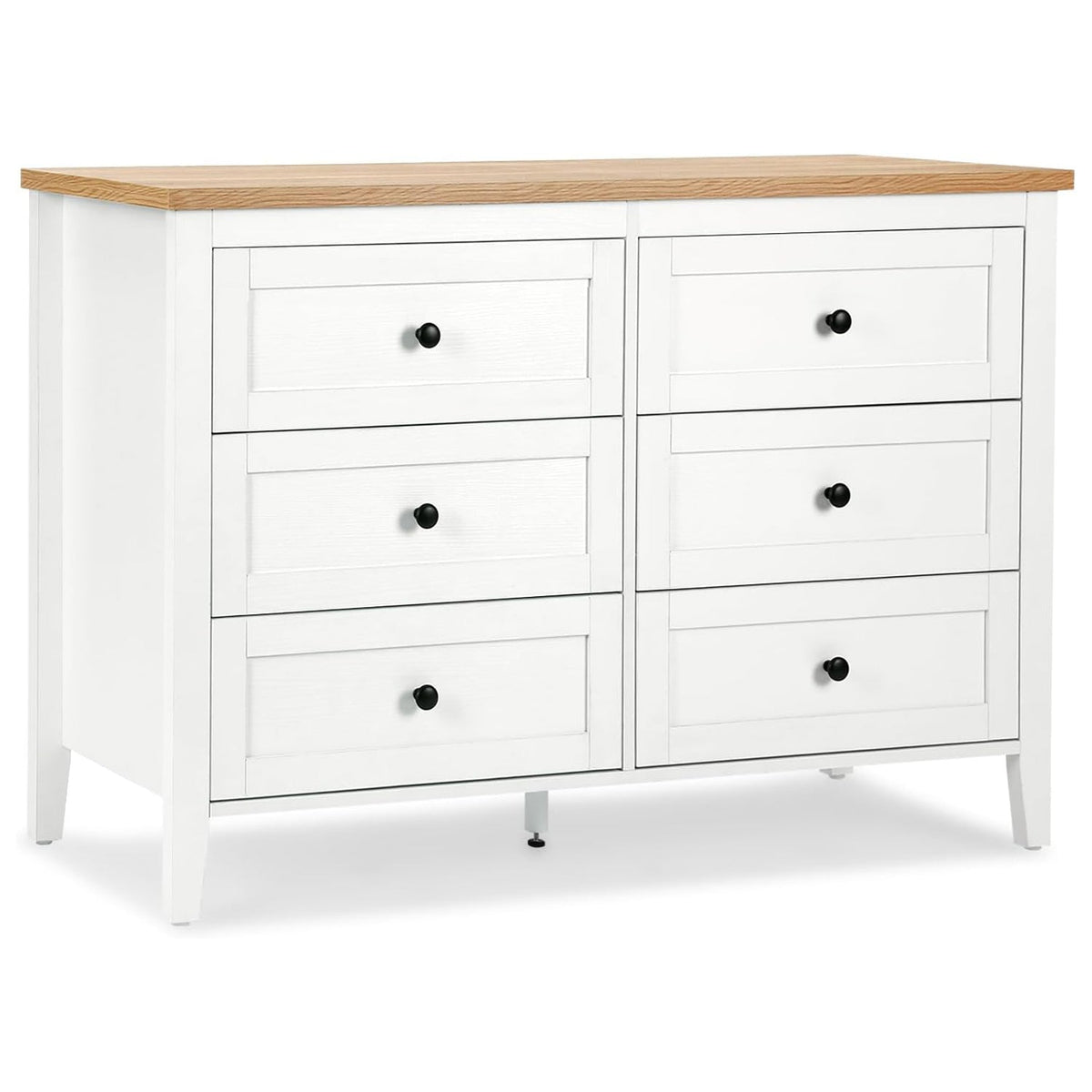 Traditional White 6 Drawer Dresser