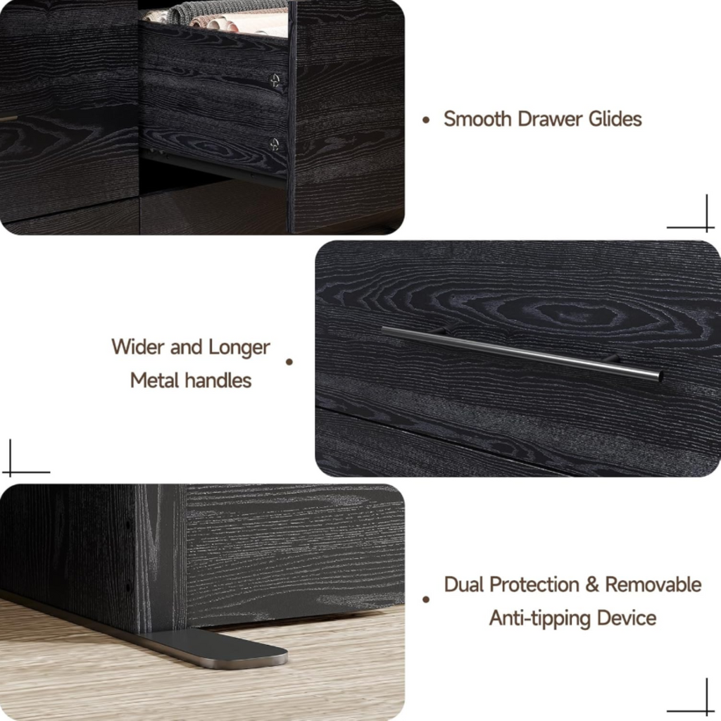 55 Inch 7 Drawer Dresser with Metal Handles