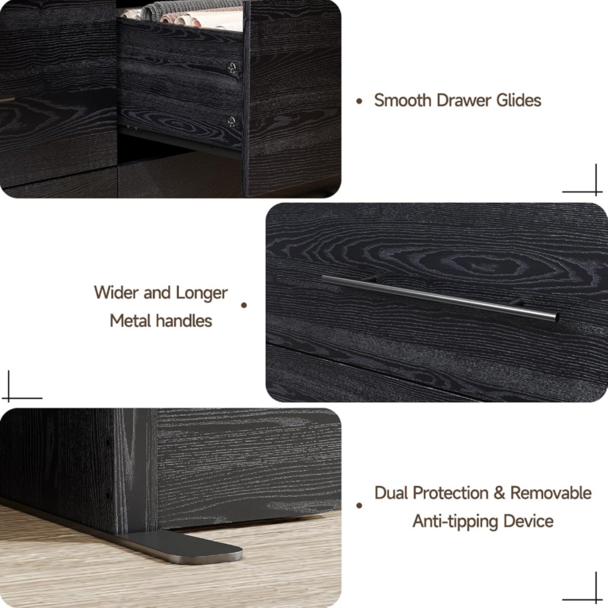 55 Inch 7 Drawer Dresser with Metal Handles