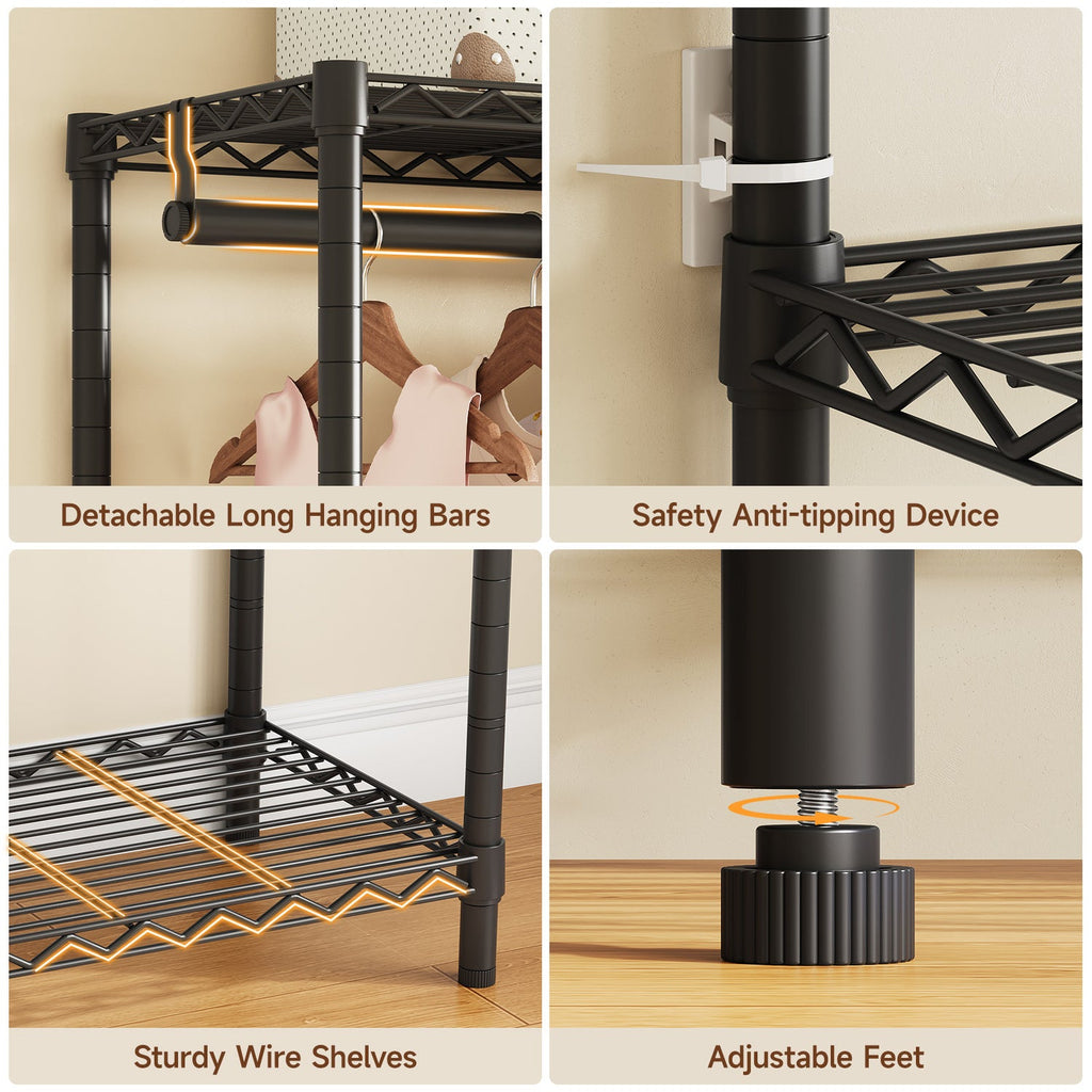 Heavy Duty Freestanding Closet Organizer with Wire Shelves