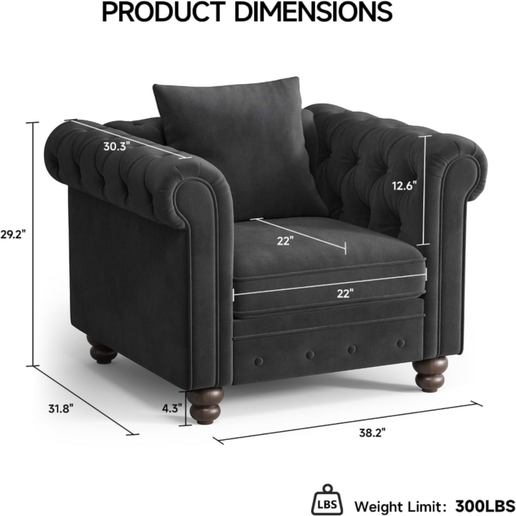 Velvet Chesterfield Tufted Accent Armchair