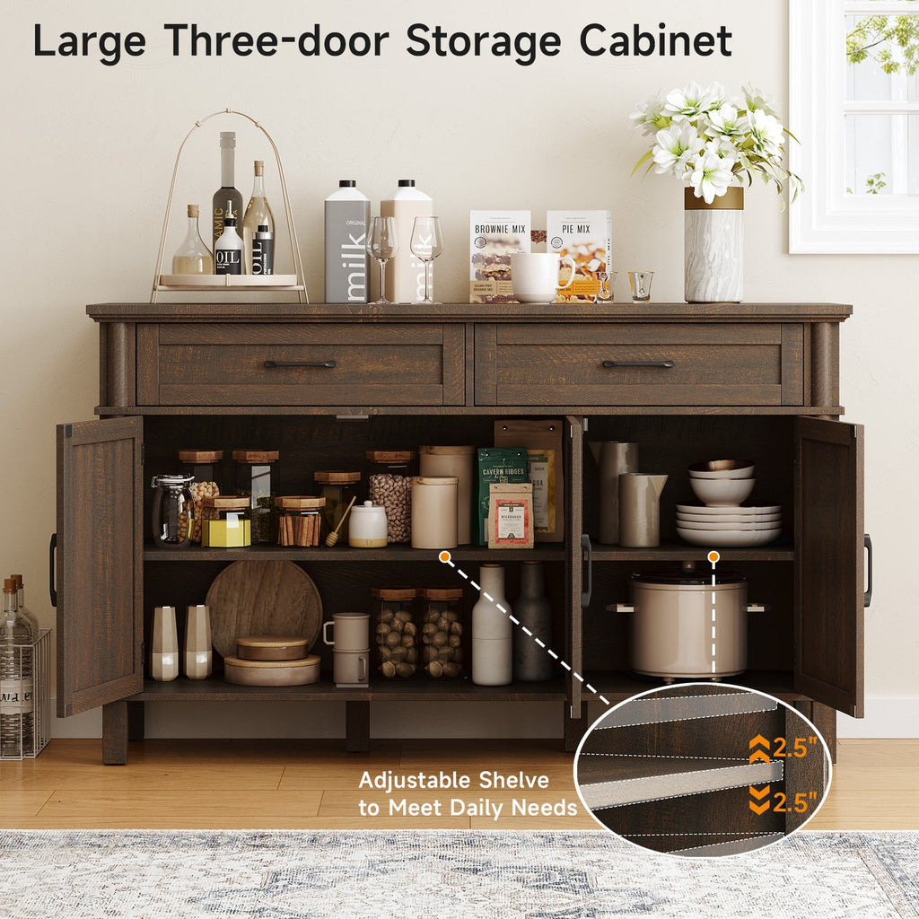 Wood Buffet Sideboard with 2 Drawers and 3 Doors