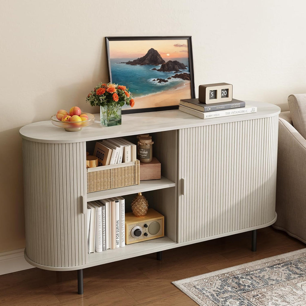 55 Inch Sideboard Buffet with Tambour Door