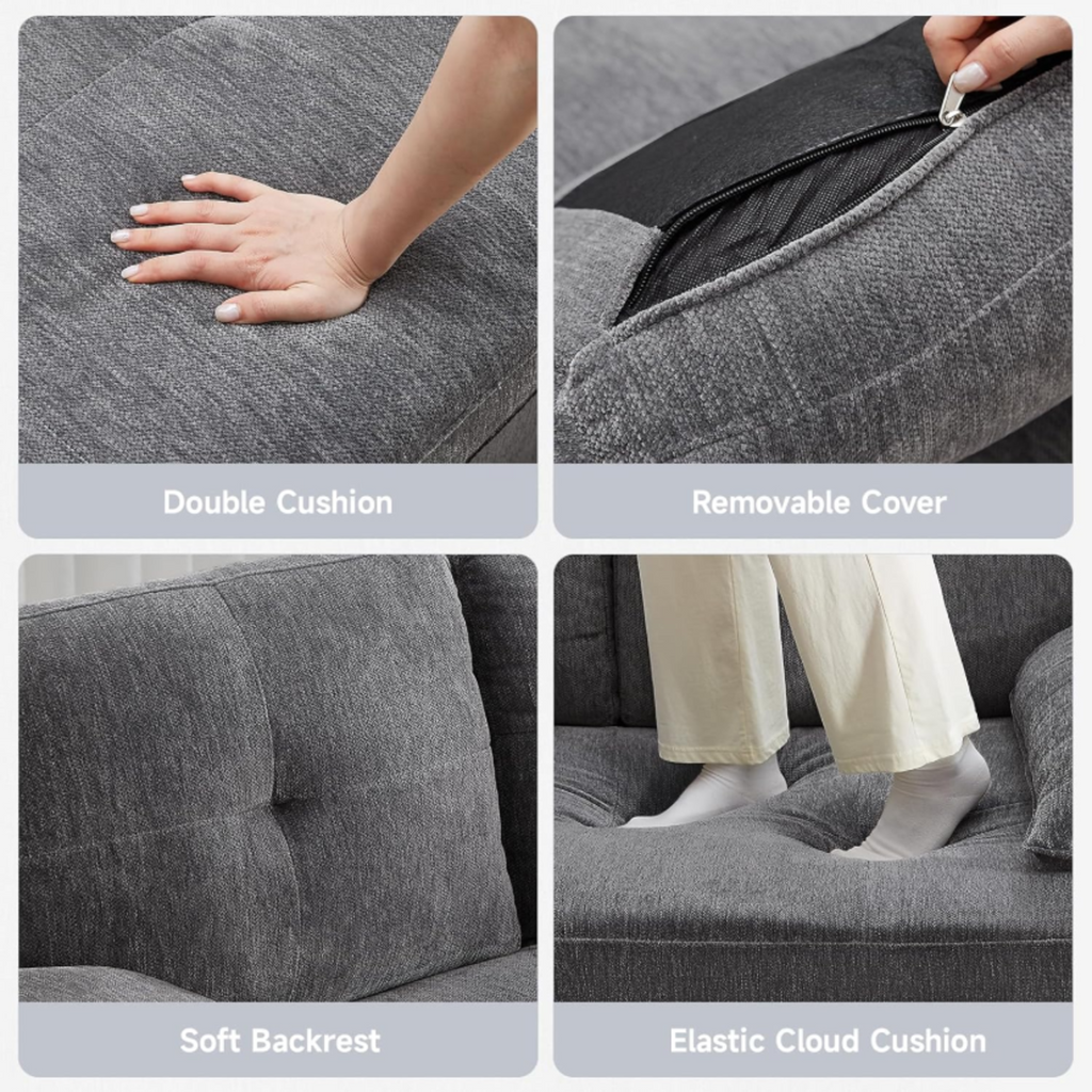 3-in-1 Convertible Chenille Sofa Bed with USB