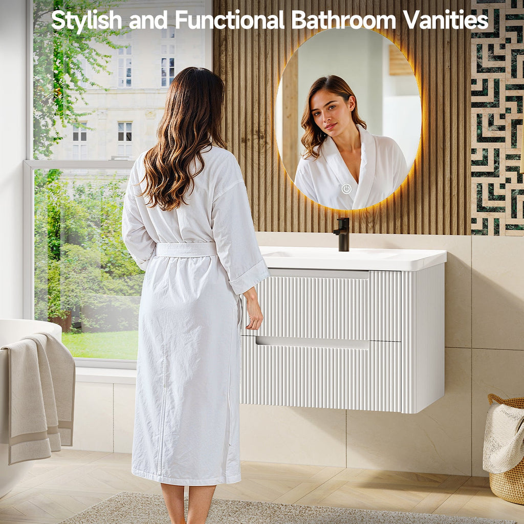 32-Inch Floating Bathroom Vanity with Sink