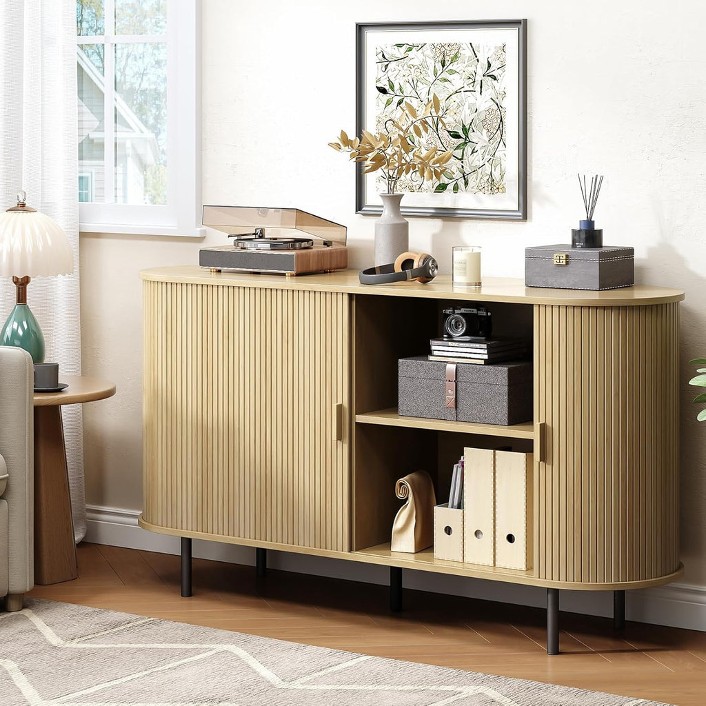 55 Inch Sideboard Buffet with Tambour Door