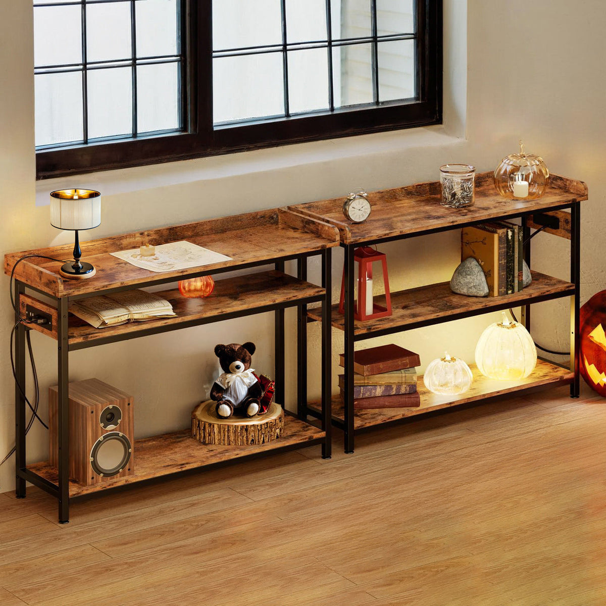 43 Inch Adjustable Console Table with Power Outlet