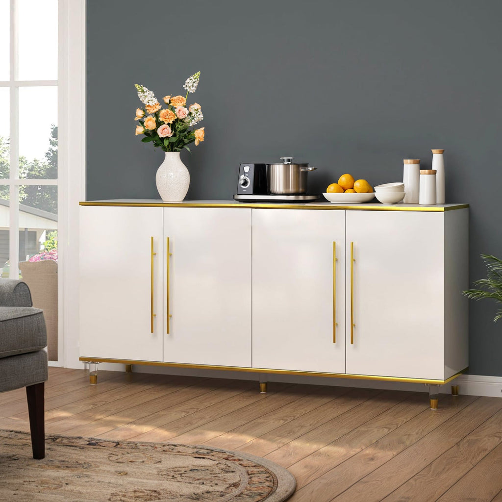 High Gloss Buffet Console Sideboard with Adjustable Shelf
