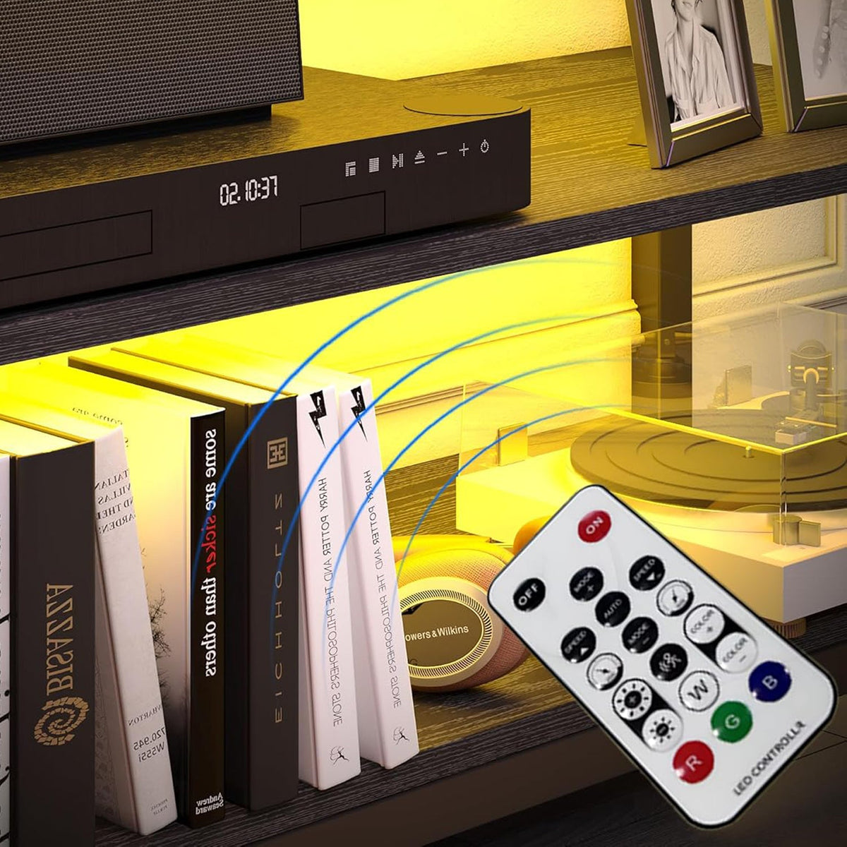 Industrial TV Stand with LED Lights and Outlets