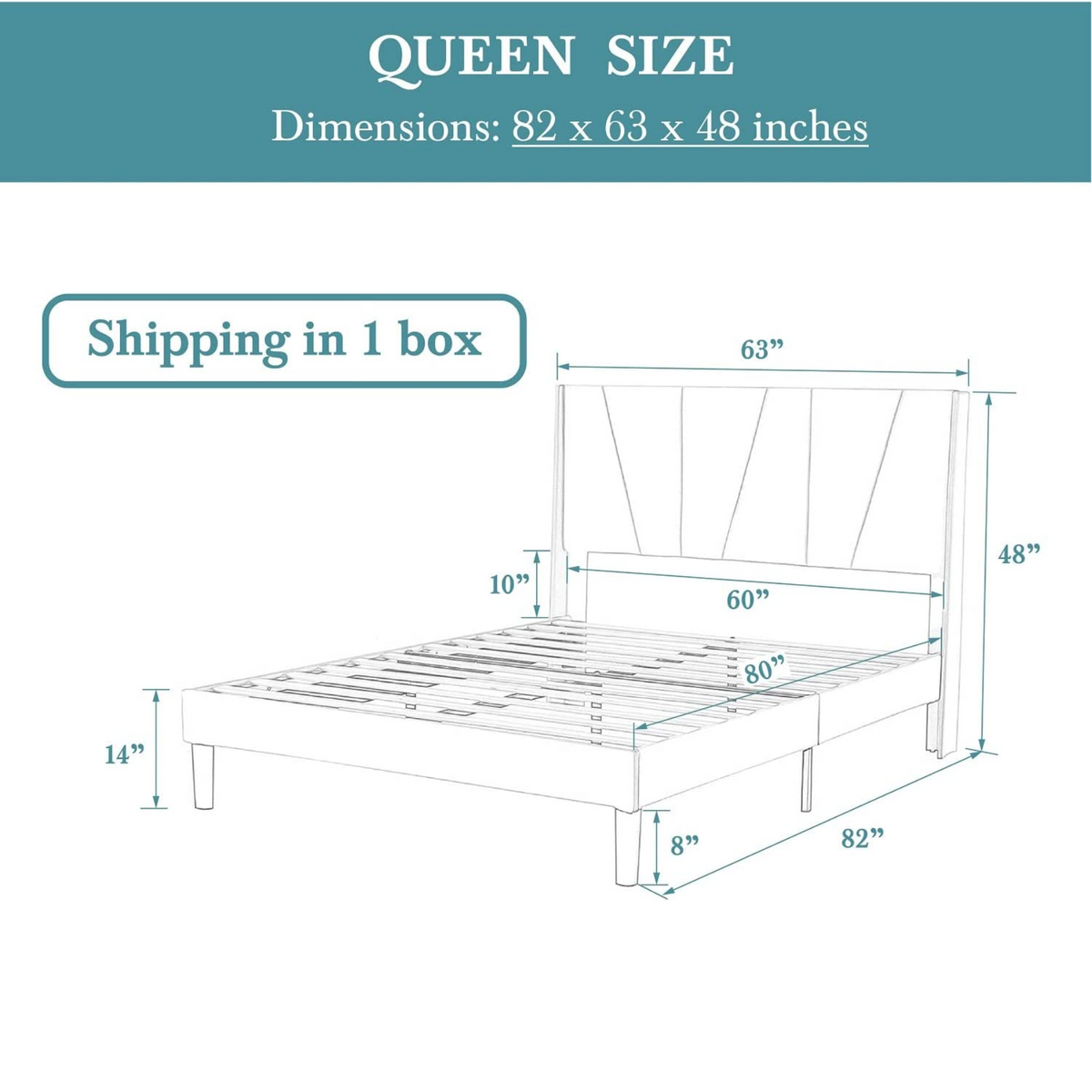 Beige or Grey Bed Frame with Geometric Headboard